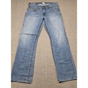 True Religion Bobby Mens Straight Leg Jeans Light Wash Blue Size 33 Made in USA
